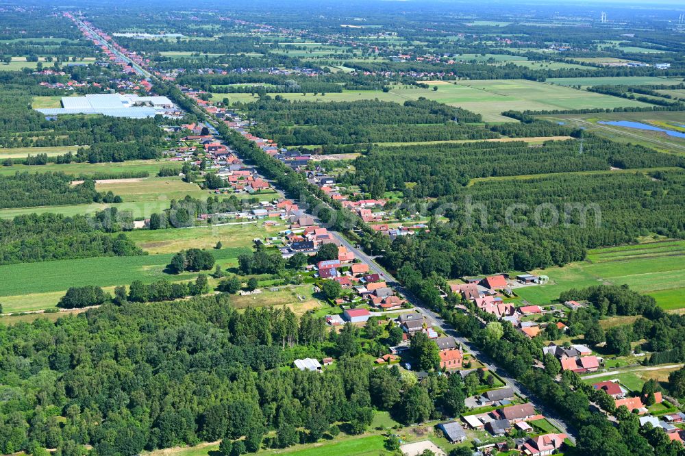 Papenburg from above - Urban area with outskirts and inner city area on the edge of agricultural fields and arable land in Papenburg in the state Lower Saxony, Germany