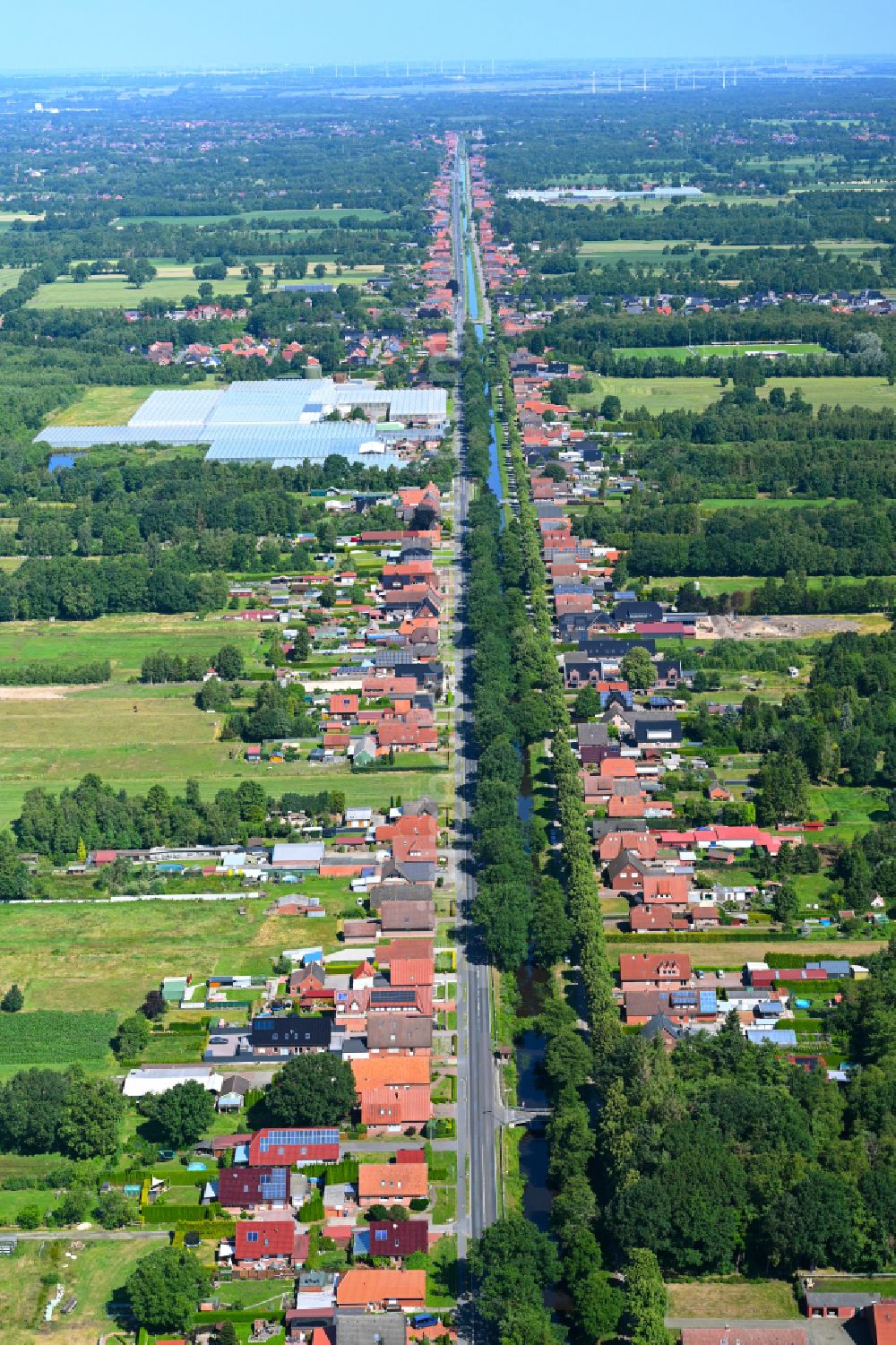 Aerial image Papenburg - Urban area with outskirts and inner city area on the edge of agricultural fields and arable land in Papenburg in the state Lower Saxony, Germany