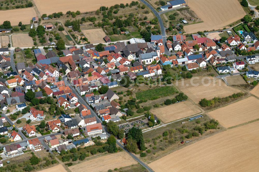 Aerial image Rohrbach - Urban area with outskirts and inner city area on the edge of agricultural fields and arable land in Rohrbach in the state Bavaria, Germany