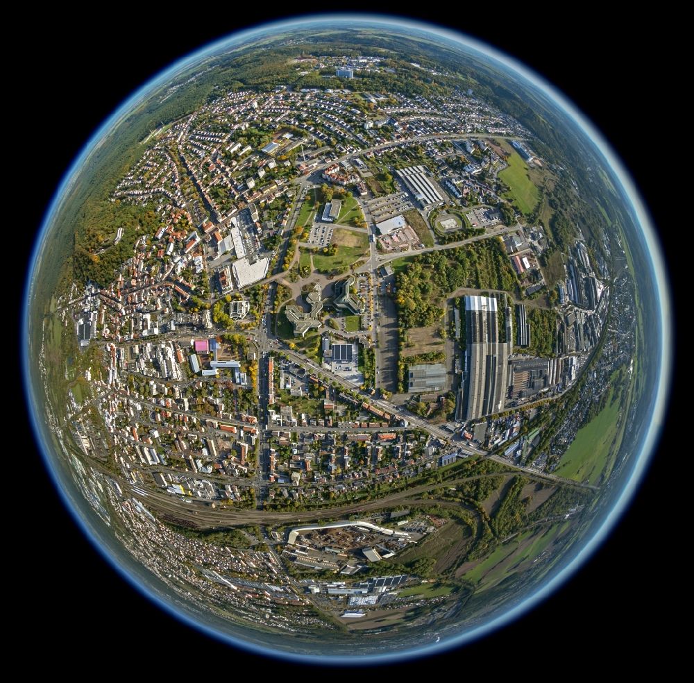Homburg from above - Fish- Eye - view of City of Homburg in Saarland