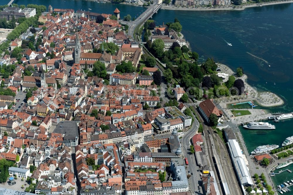 Aerial image Konstanz - City area with outside districts and inner city area in Konstanz in the state Baden-Wuerttemberg, Germany