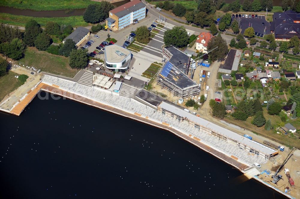 Senftenberg from above - View of new construction of the city port Senftenberg at Senftenberger Lake in Brandenburg