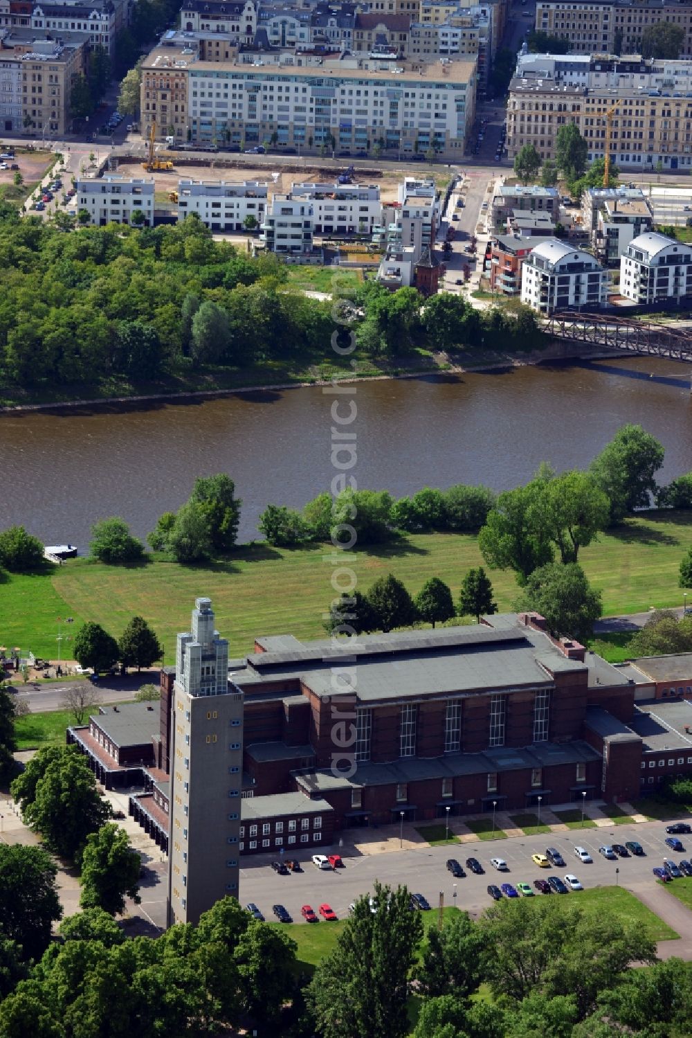 Magdeburg from the bird's eye view: View of the town hall of Magdeburg in the state of Saxony-Anhalt