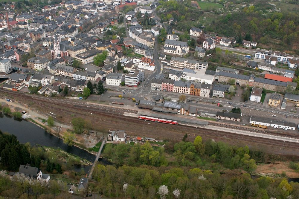 Aerial photograph Kirn - Center of Kirn on the riverside of the Nahe in the state of Rhineland-Palatinate