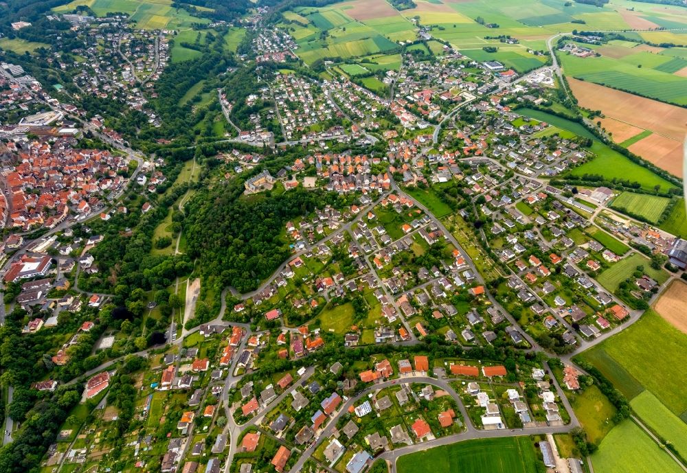 Bad Wildungen from the bird's eye view: Outskirts residential in Bad Wildungen in the state Hesse, Germany