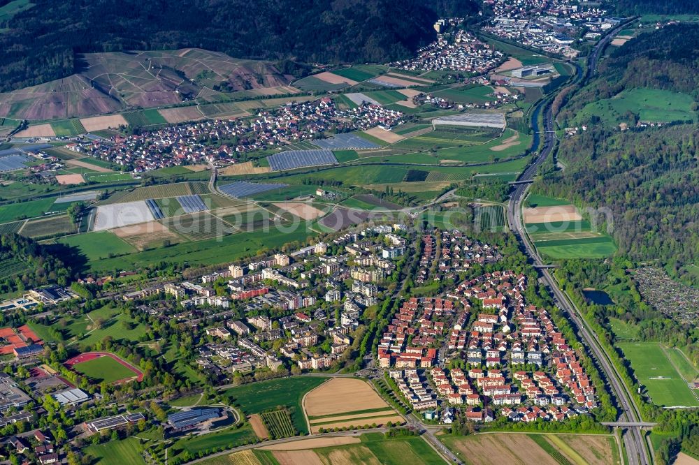 Denzlingen from the bird's eye view: Outskirts residential in Denzlingen in the state Baden-Wuerttemberg