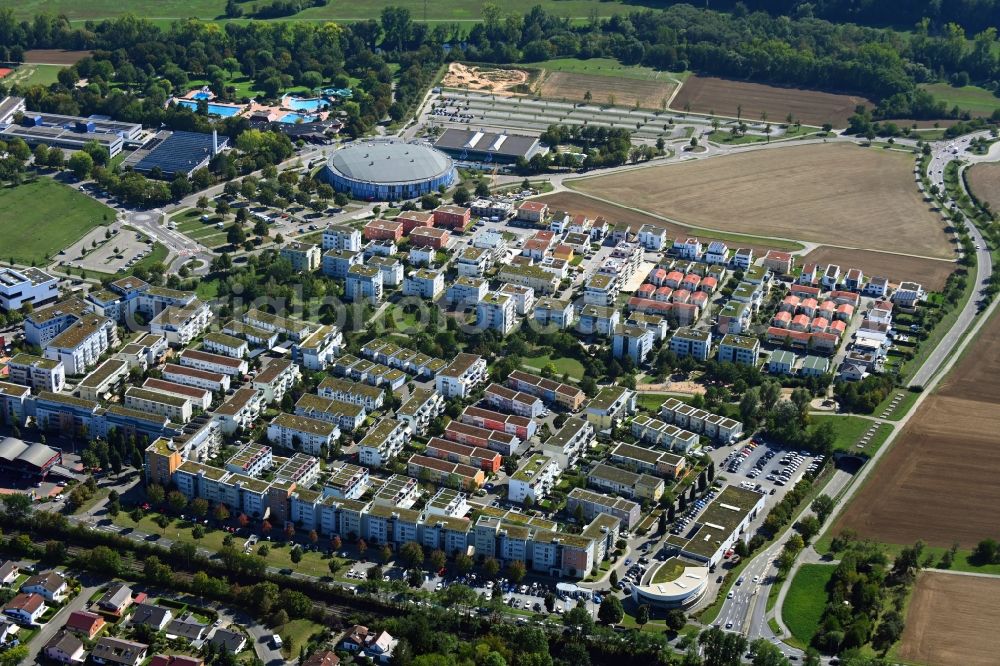 Bietigheim-Bissingen from above - Outskirts residential Max-Born-Strasse - Marie-Curie-Strasse - Max-Delbrueck-Strasse in the district Ellental in Bietigheim-Bissingen in the state Baden-Wuerttemberg, Germany