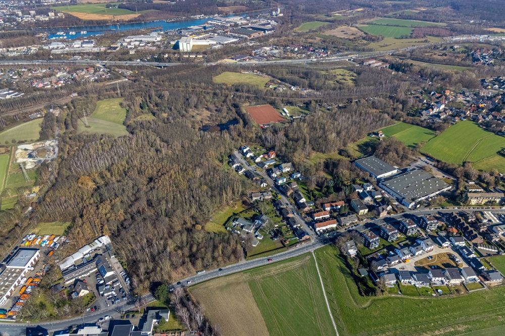 Herne from above - Outskirts residential along the Castroper Strasse - Vossnacken in Herne at Ruhrgebiet in the state North Rhine-Westphalia, Germany