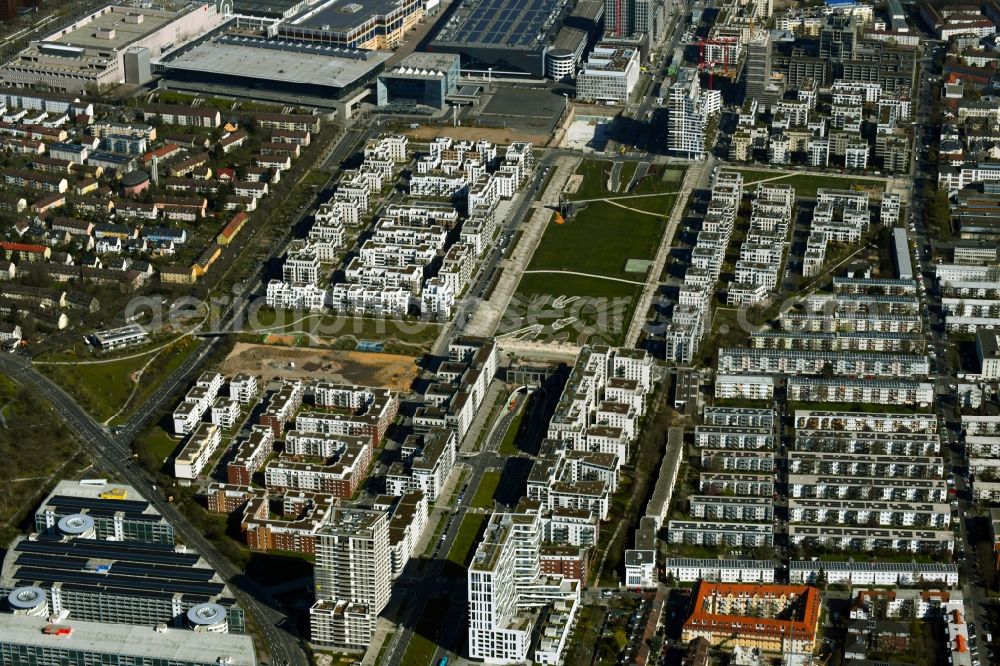 Aerial photograph Frankfurt am Main - Outskirts residential in Europaviertel on Europa-Allee in the district Gallus in Frankfurt in the state Hesse, Germany
