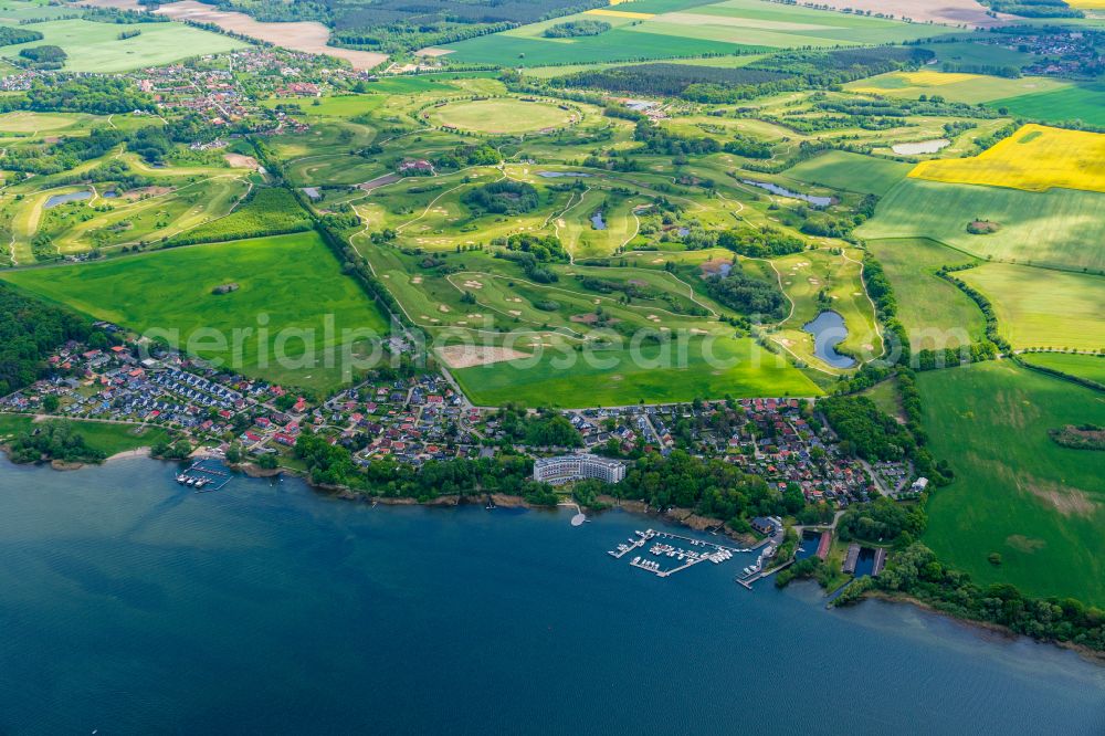 Göhren-Lebbin from above - Outskirts residential with the Fleesen lake in Goehren-Lebbin in the state Mecklenburg - Western Pomerania