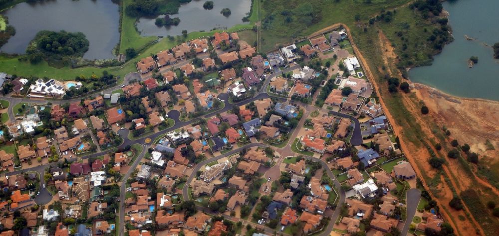 Kempton Park from above - Outskirts residential houses at the Glen Erasmia Boulevard in Kempton Park in Gauteng, South Africa