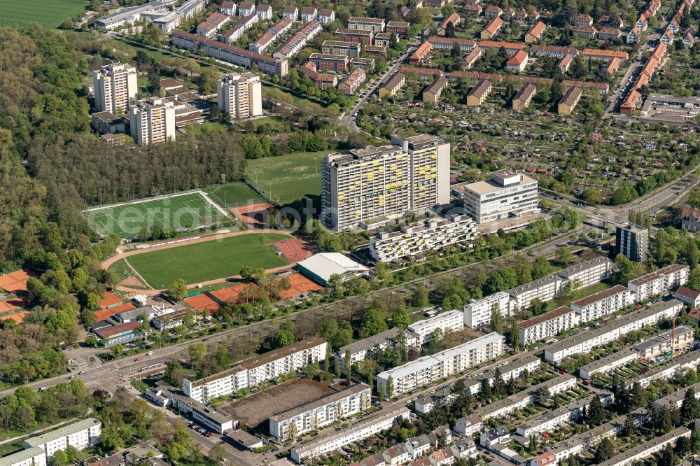 Karlsruhe from above - Outskirts residential on street Wickenweg in the district Rueppurr in Karlsruhe in the state Baden-Wuerttemberg, Germany