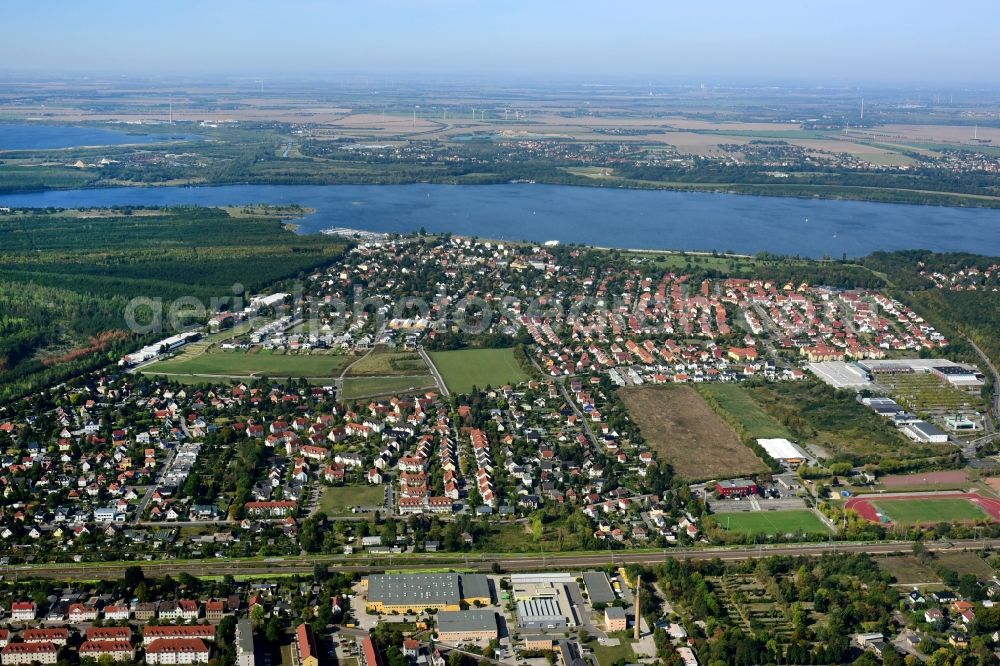 Aerial photograph Markkleeberg - Outskirts residential on lake Markkleeberger See in the district Loessnig in Markkleeberg in the state Saxony, Germany