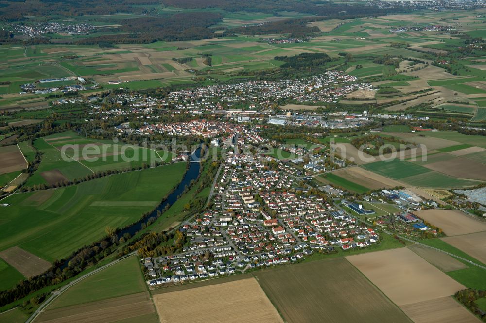 Munderkingen from above - Outskirts residential in Munderkingen in the state Baden-Wuerttemberg, Germany