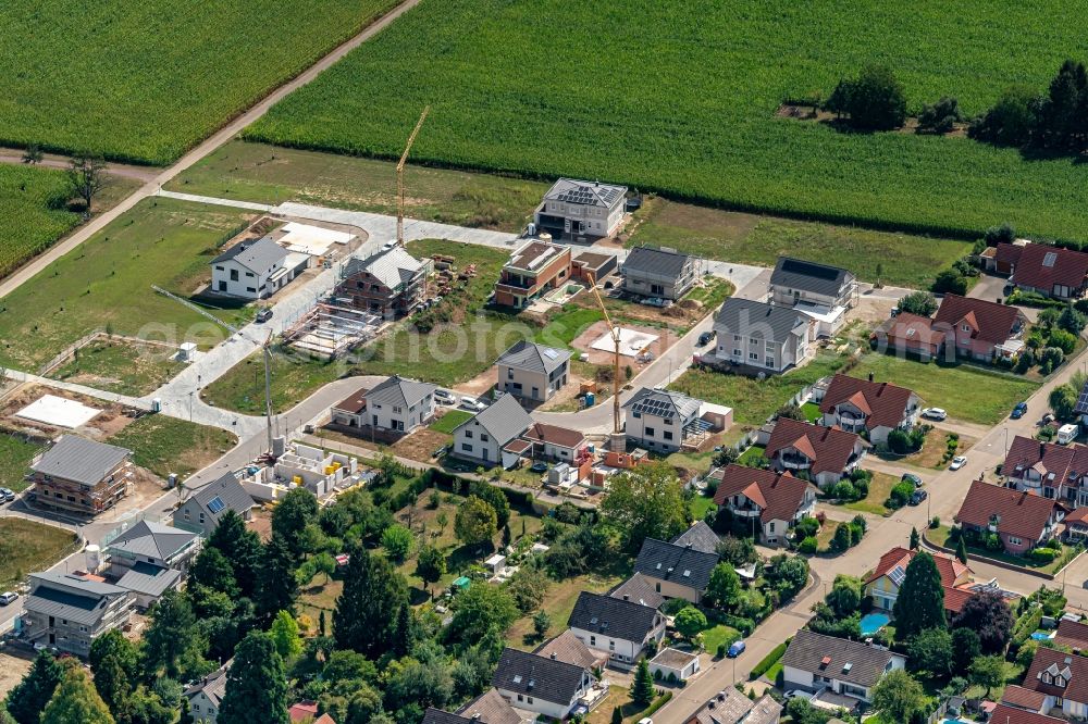 Orschweier from above - Outskirts residential in Orschweier in the state Baden-Wuerttemberg, Germany