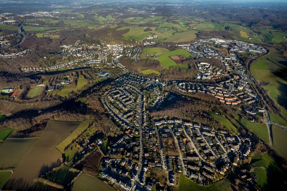 Velbert from above - Outskirts residential in the district Neviges in Velbert in the state North Rhine-Westphalia, Germany