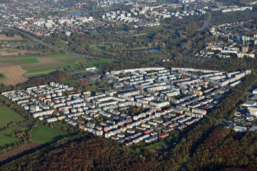 Aerial image Freiburg im Breisgau - Outskirts residential in the district Rieselfeld in Freiburg im Breisgau in the state Baden-Wuerttemberg, Germany