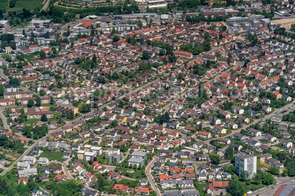 Villingen-Schwenningen from above - Outskirts residential in Ortsteil Schwenningen in Villingen-Schwenningen in the state Baden-Wuerttemberg, Germany