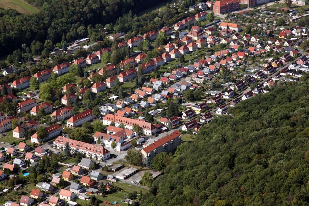 Pirna from the bird's eye view: Outskirts residential in the district Suedvorstadt in former military barracks in Pirna in the state Saxony, Germany