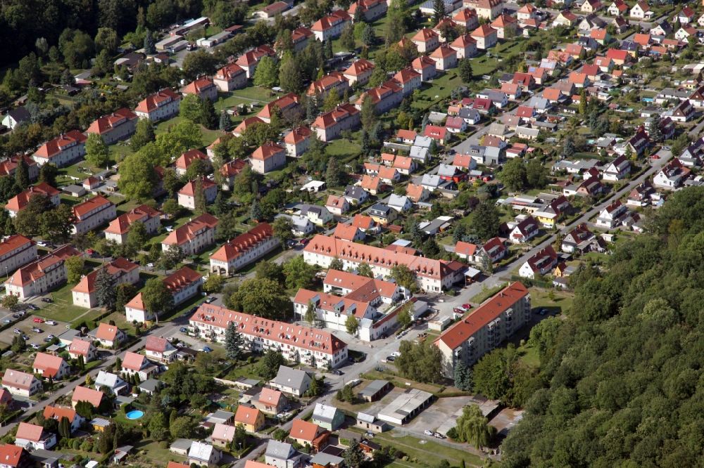 Aerial photograph Pirna - Outskirts residential in the district Suedvorstadt in former military barracks in Pirna in the state Saxony, Germany