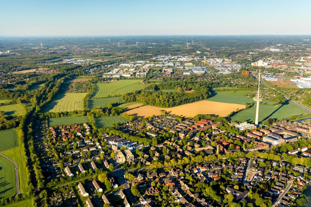 Aerial image Münster - Outskirts residential Schmittingheide - Eltropweg in Muenster in the state North Rhine-Westphalia, Germany