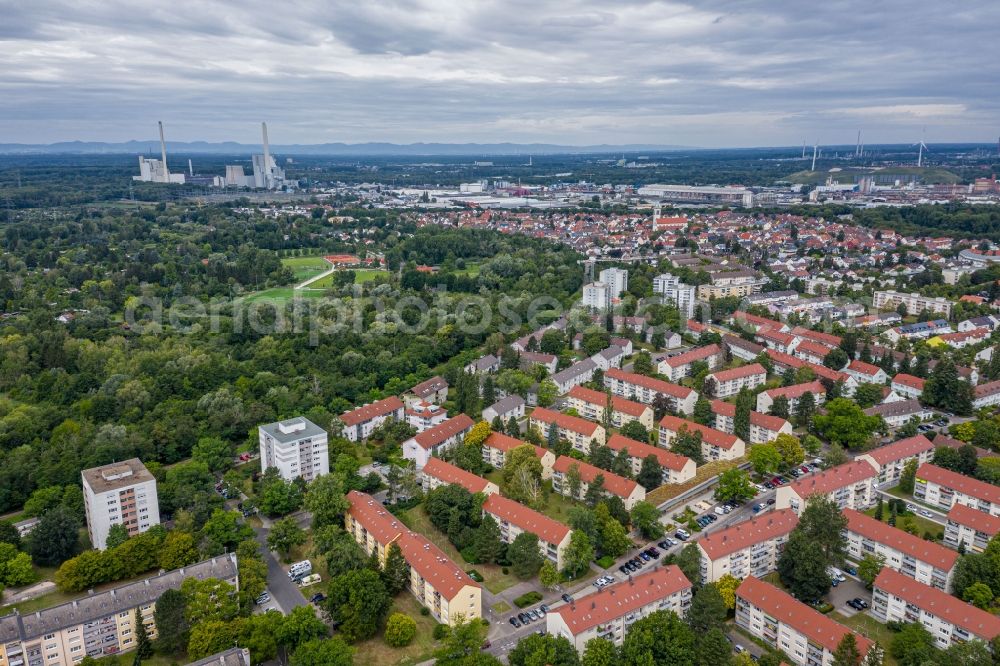 Aerial image Karlsruhe - Outskirts residential Weidenweg - Pappelallee in the district Daxlanden in Karlsruhe in the state Baden-Wuerttemberg, Germany