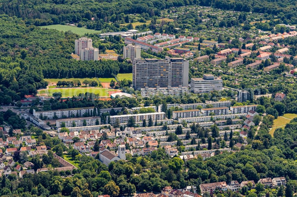 Karlsruhe from above - Outskirts residential Weiherfeld - Dammerstock in Karlsruhe in the state Baden-Wuerttemberg, Germany