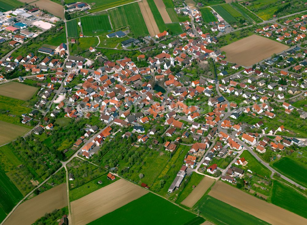 Aerial photograph Asch - City view from the outskirts with adjacent agricultural fields in Asch in the state Baden-Wuerttemberg, Germany