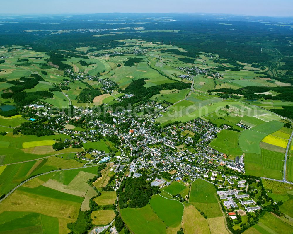 Aerial photograph Bad Steben - City view from the outskirts with adjacent agricultural fields in Bad Steben Oberfranken in the state Bavaria, Germany