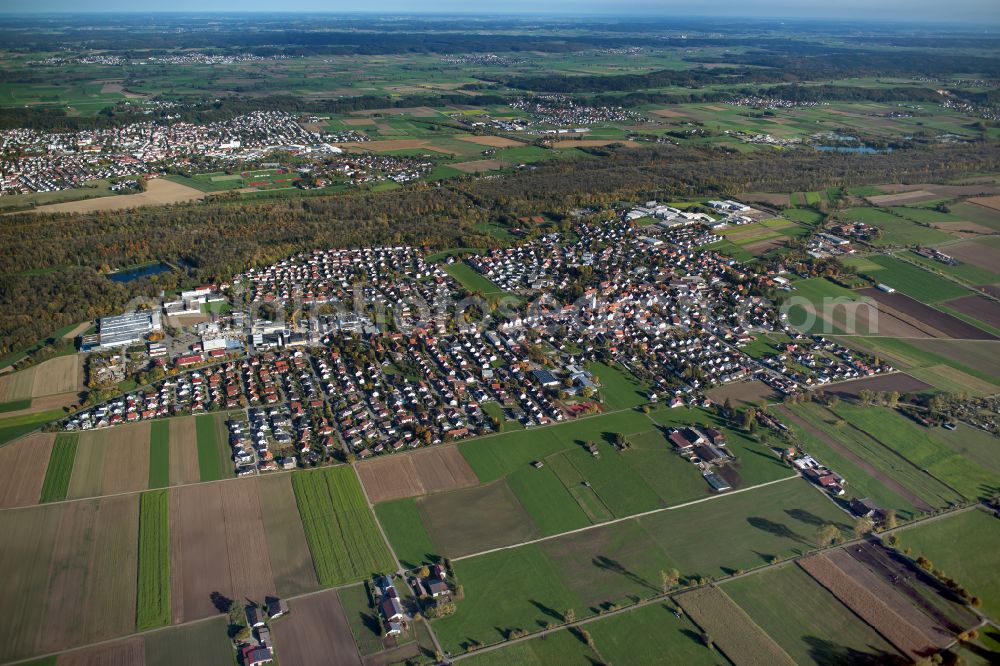 Dietenheim from above - City view from the outskirts with adjacent agricultural fields in Dietenheim in the state Baden-Wuerttemberg, Germany