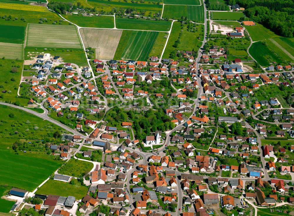 Aerial image Erbach - City view from the outskirts with adjacent agricultural fields in Erbach in the state Baden-Wuerttemberg, Germany