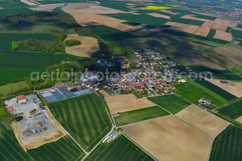 Gaibach from the bird's eye view: City view from the outskirts with adjacent agricultural fields in Gaibach in the state Bavaria, Germany