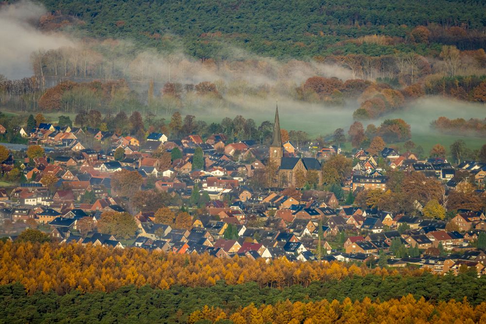 Aerial image Hullern - City view from the outskirts with adjacent agricultural fields in Hullern in the state North Rhine-Westphalia, Germany
