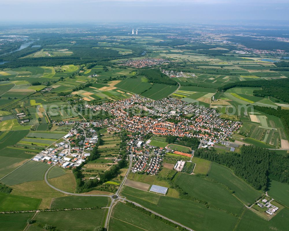 Aerial image Liedolsheim - City view from the outskirts with adjacent agricultural fields in Liedolsheim in the state Baden-Wuerttemberg, Germany