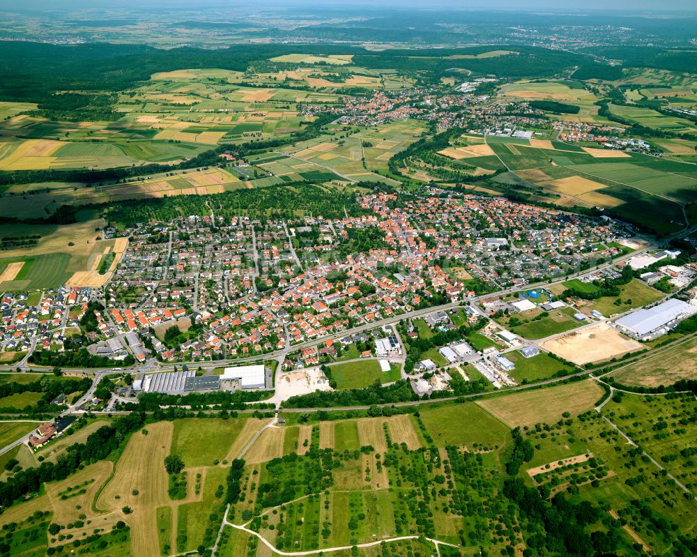 Aerial photograph Nehren - City view from the outskirts with adjacent agricultural fields in Nehren in the state Baden-Wuerttemberg, Germany