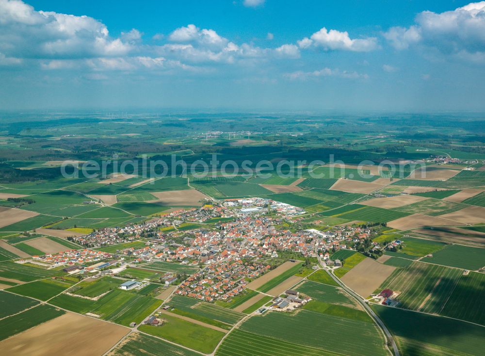 Aerial photograph Nellingen - City view from the outskirts with adjacent agricultural fields in Nellingen in the state Baden-Wuerttemberg, Germany