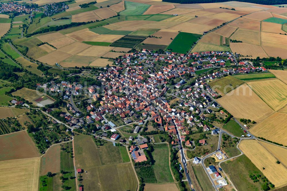 Aerial image Oberaltertheim - City view from the outskirts with adjacent agricultural fields in Oberaltertheim in the state Bavaria, Germany