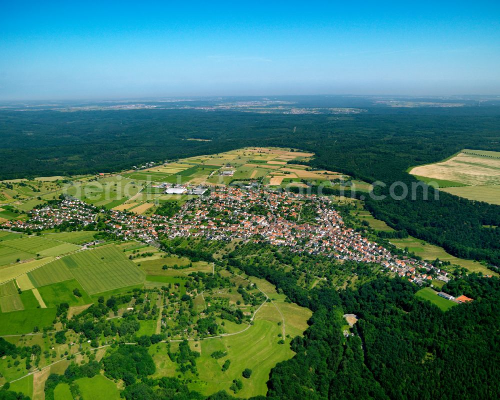 Aerial photograph Pfrondorf - City view from the outskirts with adjacent agricultural fields in Pfrondorf in the state Baden-Wuerttemberg, Germany