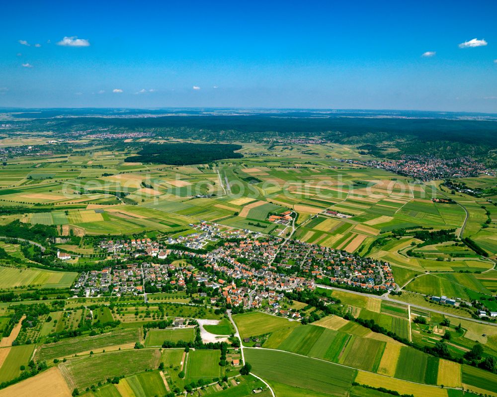 Aerial image Poltringen - City view from the outskirts with adjacent agricultural fields in Poltringen in the state Baden-Wuerttemberg, Germany