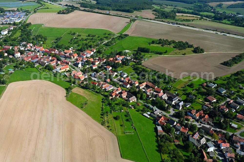 Aerial image Rüdersdorf - City view from the outskirts with adjacent agricultural fields in Ruedersdorf in the state Thuringia, Germany