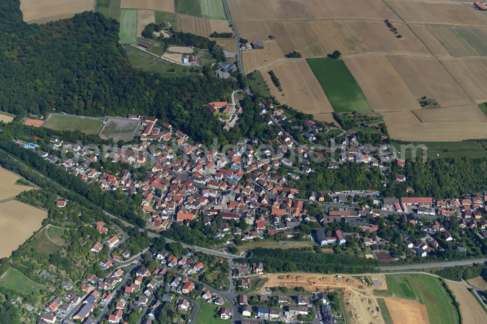 Aerial photograph Reichenberg - City view from the outskirts with adjacent agricultural fields in Reichenberg in the state Bavaria, Germany