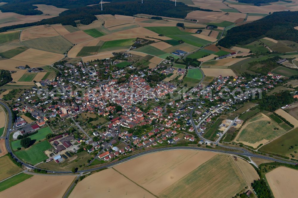 Aerial photograph Remlingen - City view from the outskirts with adjacent agricultural fields in Remlingen in the state Bavaria, Germany