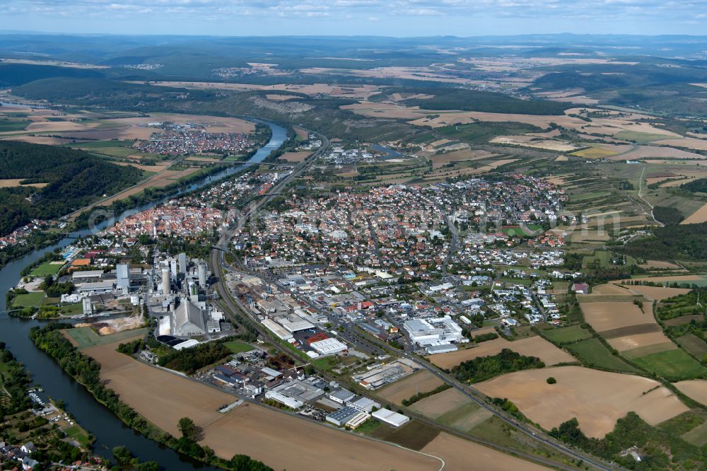 Aerial image Rohrbach - City view from the outskirts with adjacent agricultural fields in Rohrbach in the state Bavaria, Germany