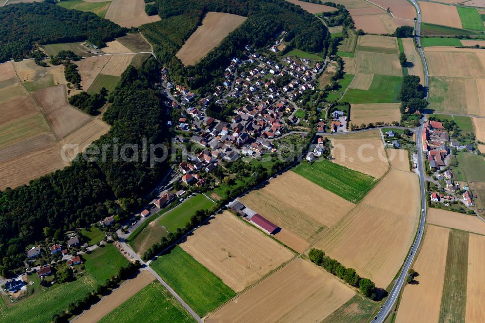 Aerial photograph Roßbrunn - City view from the outskirts with adjacent agricultural fields in Roßbrunn in the state Bavaria, Germany