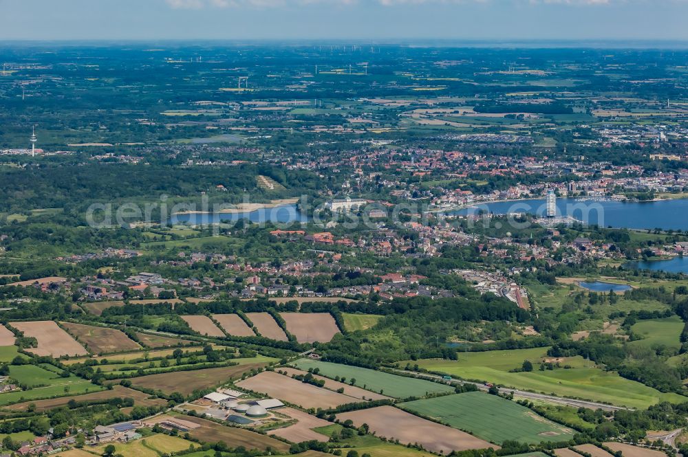 Schleswig from above - City view from the outskirts with adjacent agricultural fields in Schleswig in the state Schleswig-Holstein, Germany