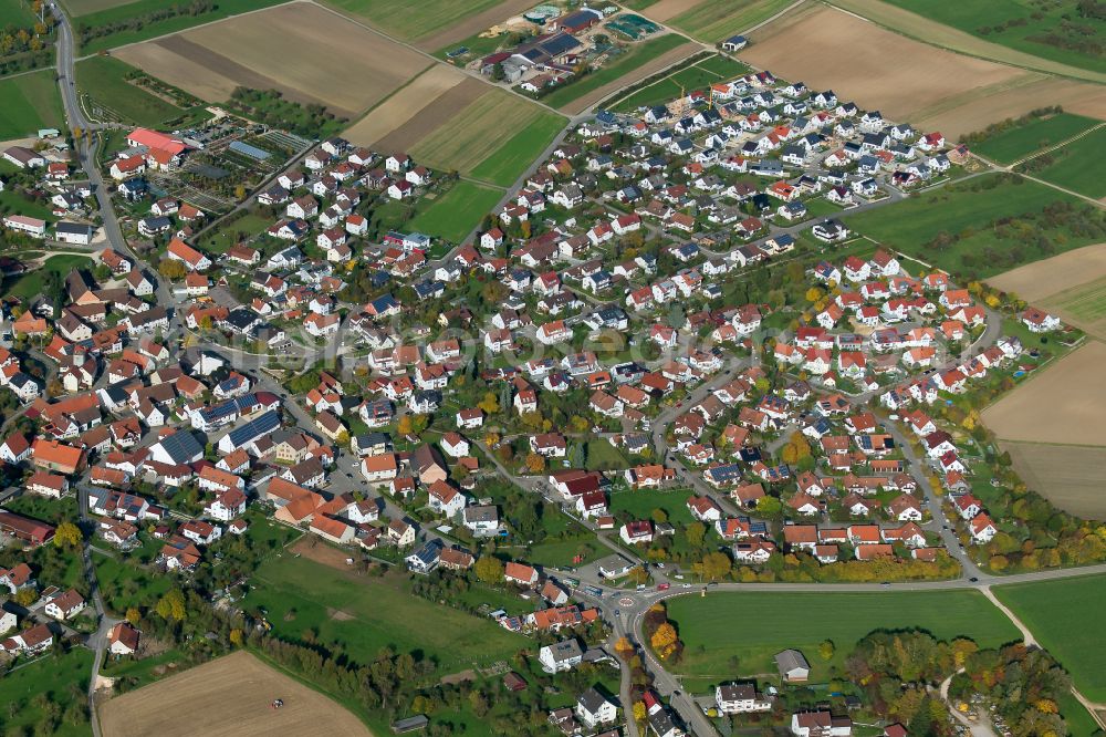 Aerial image Ulm - City view from the outskirts with adjacent agricultural fields in Ulm in the state Baden-Wuerttemberg, Germany