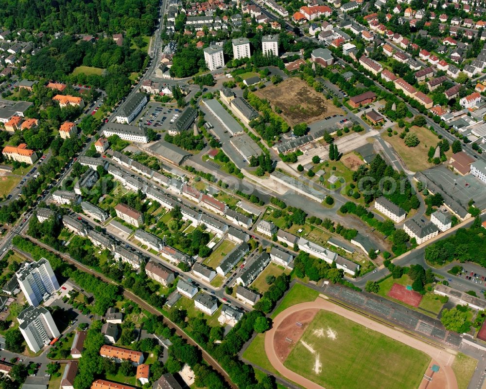 Aerial image Gießen - District view in the urban area at the Kugelberg in Giessen in the state Hesse, Germany