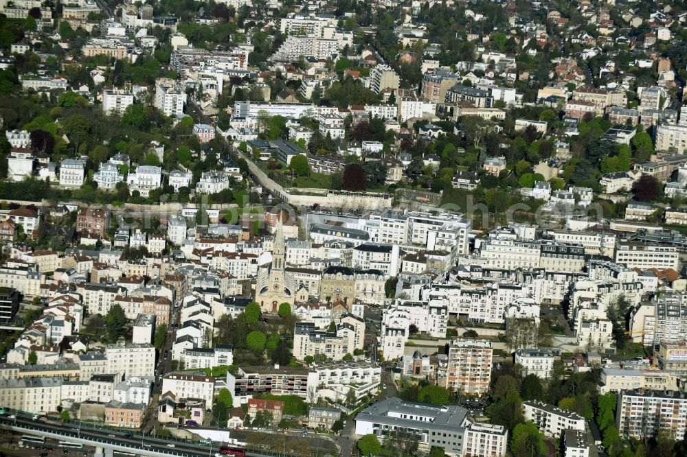 Aerial image Paris - District Boulogne-Billancourt in the city in Paris in Ile-de-France, France