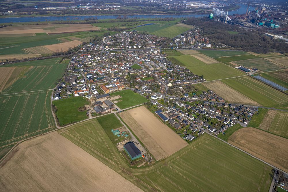 Duisburg from above - District Ehingen in the city in Duisburg in the state North Rhine-Westphalia