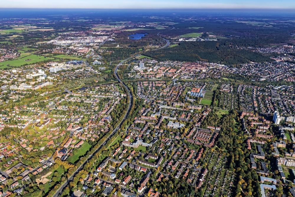Aerial image Hannover - District Gross Buchholz in Hannover in the state Niedersachsen, Germany